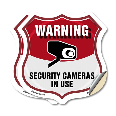 Signmission Video Surveillance Shield Sign Warning S, 4 inch X 4 inch, Vinyl Decal, 2PK SHI-D-2PACK-4-468