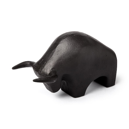 Homeroots Black Cast Aluminum Raging Bull Decor Piece 392488