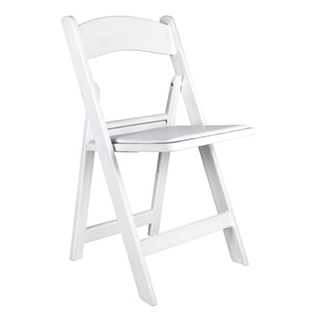 Chivari White Resin Folding Chair, Supports 500 lbs CFRW2-CX-T