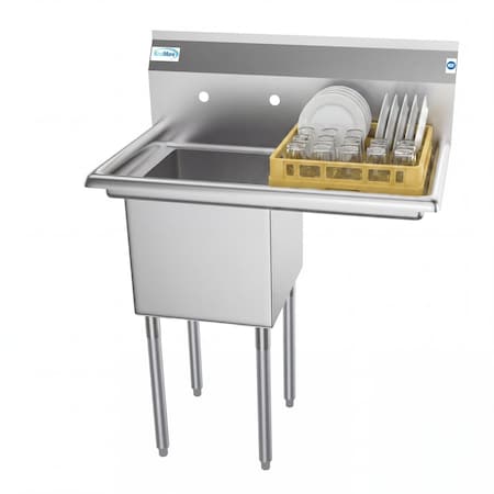 Koolmore 1 Compartment Stainless Steel NSF Commercial Kitchen Prep & Utility Sink with Drainboard SA151512-15R3