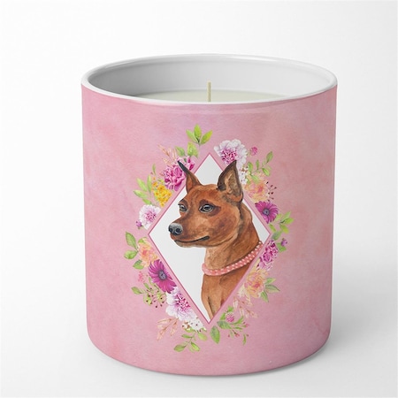 Carolines Treasures 10 oz Miniature Pinscher Pink Flowers Decorative Soy Candle CK4161CDL