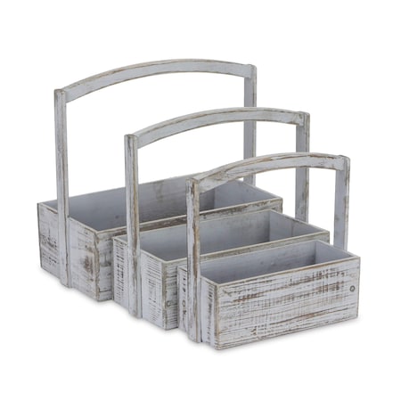 Homeroots Set of Three Gray Solid Wood Cube or Bin, 3PK 487667