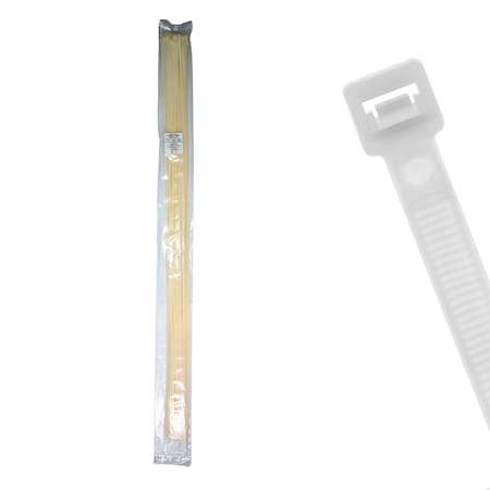 Cable Ties Unlimited Cable Tie, 60 in L, 175 lb Strength, 20 in Max Bundle Dia, Nylon 6/6, Natural, 50PK HD60-175-9L