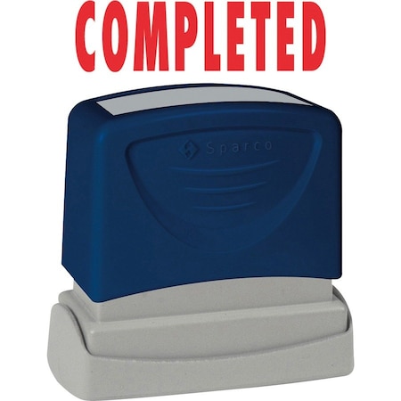 Sparco Pre-Inked Message Stamp, COMPLETED, 1-3/4 x 5/8, Red 60015