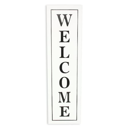 Homeroots 39" X 11" White and Black Welcome Metal Wall Decor 489596