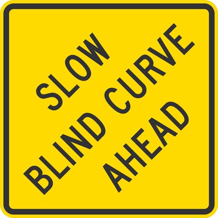 Lyle Slow Blind Curve Ahead, 24x24, Engineer Grade, Yellow G-12775-EG_24x24