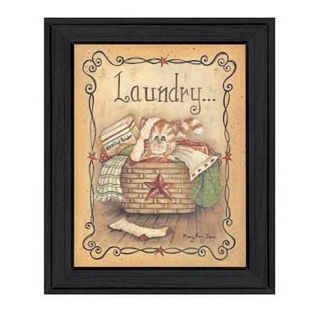Homeroots Laundry 1 Black Picture Frame Print Bathroom Wall Art 407810