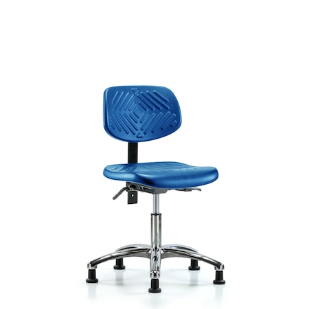 Blue Ridge Ergonomics Poly Chair Chrome, Desk, Glides, Blue BR-PDHCH-CR-T0-A0-RG-BLU