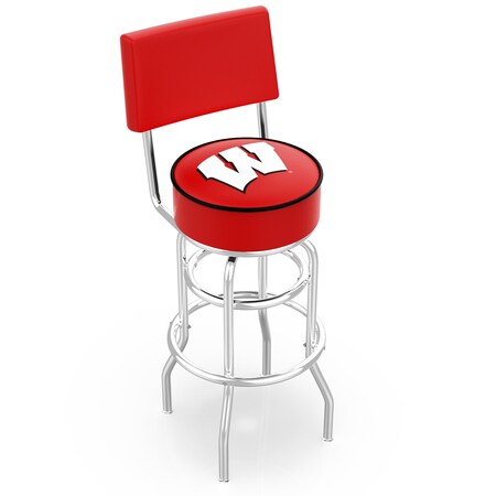 Holland Bar Stool Co 30" Chrome 2-Ring Wisconsin "W" Swivel Bar Stool, Back L7C430Wisc-W