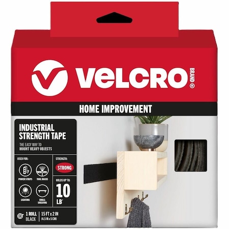 Velcro Brand Reclosable Fastener, 15 ft, 2 in W, Black 90197