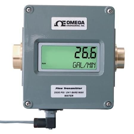 Omega Indicating Flow Meter w/Analog Output, Oil, 0.2 GPM to 2 GPM, 3500 psi, 3/4 " NPT Female, Digital, FLR7120D