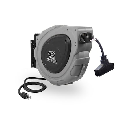 Queue Solutions Extension Cord Reel, Gray, 65 ft ECR-14G-GY-65