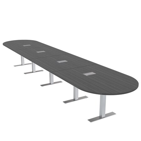 Skutchi Designs 20ft Racetrack Conference Table With Power | Harmony Series | 20 Person Meeting Room Table HAR-RAC-48X240-T-WA7949-ESIL