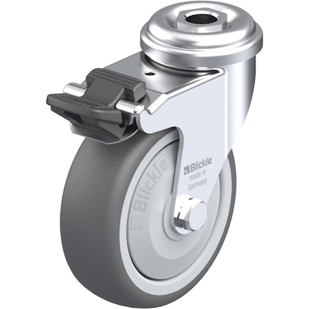 Blickle Kingpin Swivel Caster, PU, 3", Brake LRA-PATH 75KF-FI
