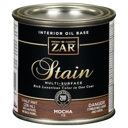 Zar Wood Stain, Mocha, Liquid, 0.5 pt, Can 11906