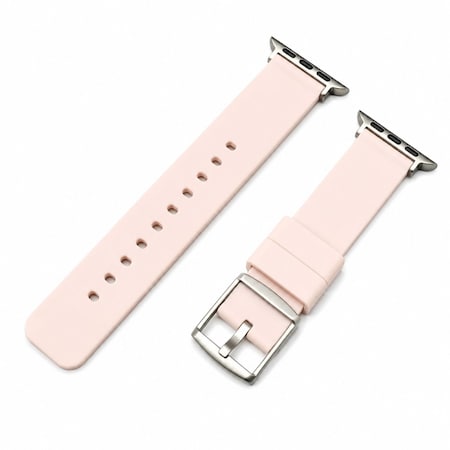 Elegani Replacement Rubber Watch Replacement Band Compatible with Apple Watch 41mm, Pink, Silver Buckle OMGSWT-PNK-41