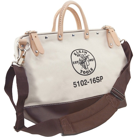 Klein Tools Tool Bag, Brown, Canvas, 13 Pockets 5102-16SP