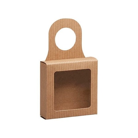 Nashville Wraps Kraft Pinstripe Bottle Hanger Favor Box, 3.625x1.125x3.625, 6PK 20157