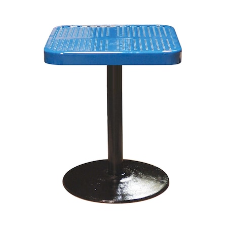 Leisure Craft 24" Square Perforated Pedestal Table, Portable, 30"H, Blue SQ24TAB30-BLUE