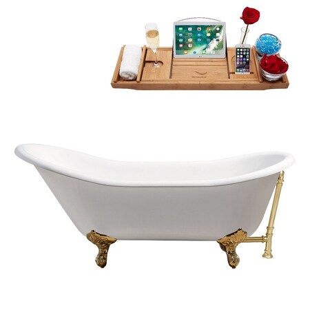 Streamline 66.9 in L, 29.9 in W, Glossy White, Porcelain-Enamel Cast Iron, Reversible R5420GLD-GLD
