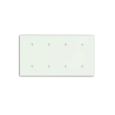 Leviton Blank Wallplate, Standard Size, Gang 4, White 88057