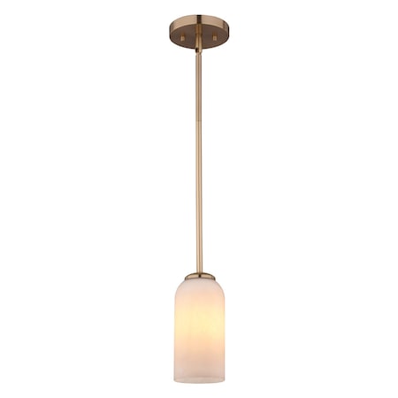 Vaxcel Shelby Mini Pendant Light, Champagne Gold, White Marble Glass, 5.25-In. Wide P0478