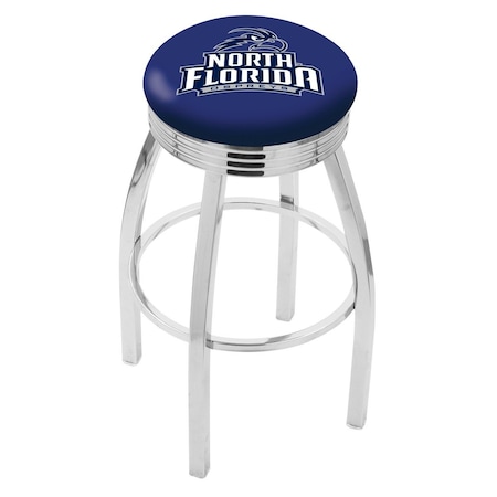 Holland Bar Stool Co 25" Chrome North Florida Swivel Bar Stool, Accent Ring L8C3C25NorFla