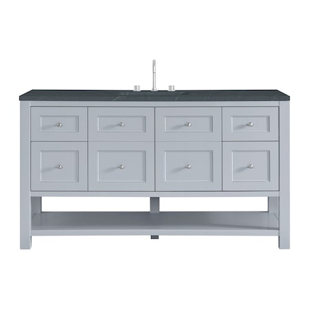 James Martin Vanities Breckenridge 60 in. Single Vanity, Serenity Blue, w/ 3 CM Charcoal Soapstone Quartz Top 330-V60S-SRB-3CSP