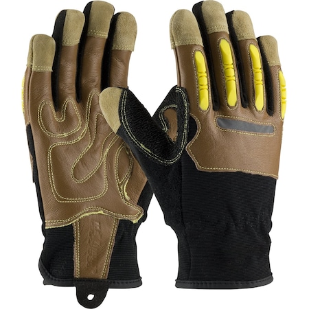 Pip Goatskin Leather Palm Glove w/Leather/Fabric Back and A4 Kevlar Blend Lining, TPR Finger Guards 120-4100/S