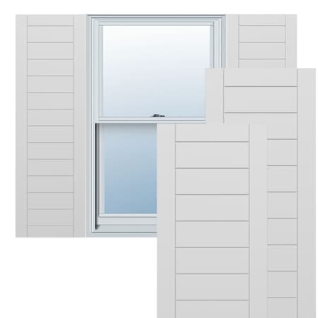 Ekena Millwork True Fit PVC Horizontal Slat Framed Modern Style Fixed Mount Shutters, White, 18W x 58H, PR TFP001HF18X058WH