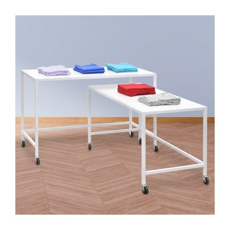 Specialty Store Services Nesting Mobile Merchandise Display Table, Retail Tables With White Melamine Tops, 2PK 3652W