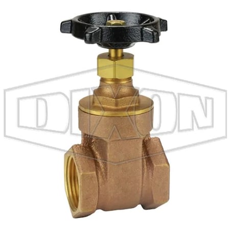 Dixon Gate Valve, 1 in, FNPT, Brass Body, Iron Hand wheel Actuator BGV100