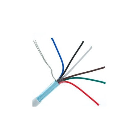 Cable Wholesale Shielded Security/Alarm Wire, White, 22/6 (22AWG 6 Conductor), Stranded, CMR / Inwall rated, 10K4-5691SH
