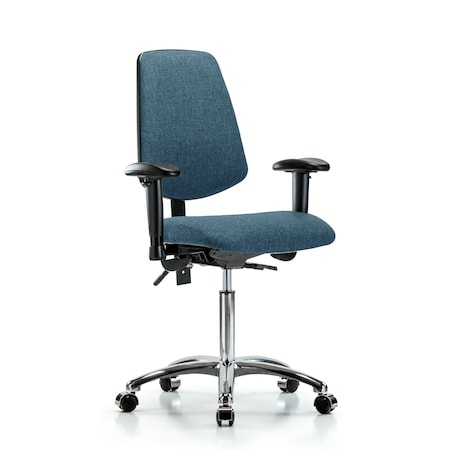 Blue Ridge Ergonomics Fab Med Bench Chair, Bk, Cast, Blu, 6-Way Adjustable, 22" to 29" Height, Blue BR-FMBCH-MB-CR-T1-A1-NF-CC-F43