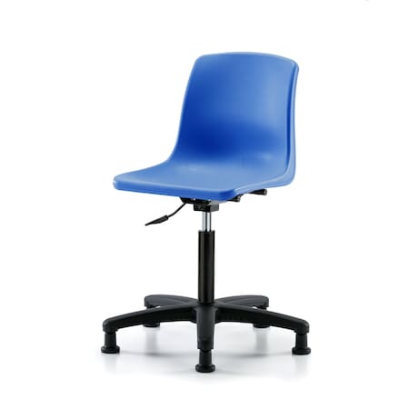 Blue Ridge Ergonomics Polypropylene Shell Chair - Medium Bench Height with Stationary Glides in Blue SMBCH-RG-NF-RG-BLU