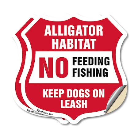 Signmission Alligator Warning Shield Sign Alligator, 4 inch X 4 inch, Vinyl Decal, 2PK SHI-D-2PACK-4-357