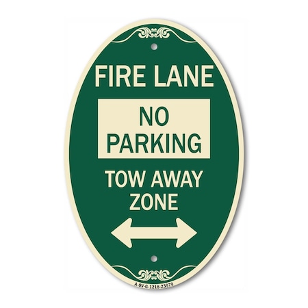 Signmission Fire Lane Tow-Away Zone with Bidirectional Ar, 12 In X 18 In Architectural, Heavy Gauge Aluminum A-OV-G-1218-23979