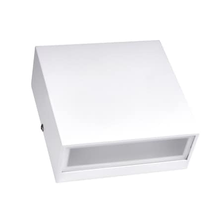 J&H Led 5.5 in. 1-Light White Square LED Outdoor Wall Light Lantern Sconce with Selectable CCT JH-SCOGW-52A