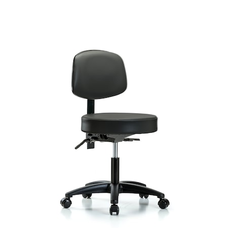 Blue Ridge Ergonomics Vinyl Stool, Back, Desk, Tilt, Casters, Carbon BR-VDHST-RG-T1-RC-8823