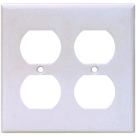 Eaton Wiring Devices Receptacle Wallplate, 4-1/2 in L, 4-9/16 in W, 2 -Gang, Thermoset, White 2150W-BOX