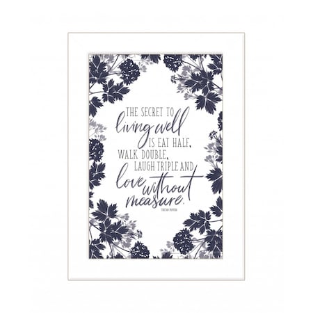 Homeroots The Secret to Living Well 1 White Framed Print Wall Art 407678