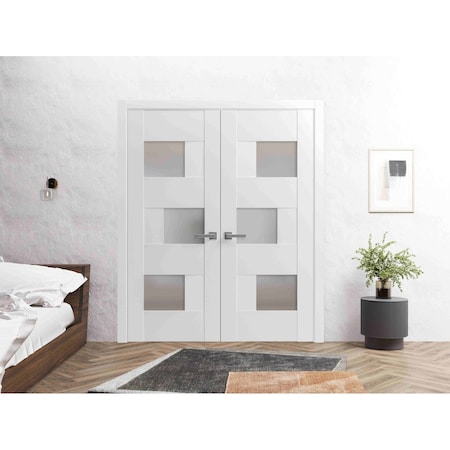 Vdomdoors Double French Interior Door, 36" x 80", White SETE6933DD-WS-36