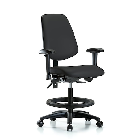 Blue Ridge Ergonomics Medium Bench Chair Adjustable Arms, 22" to 29" Height, Vinyl, Black BR-VMBCH-MB-RG-T0-A1-BF-RC-8540