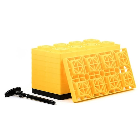 Camco 4 x 2 in. FasTen Leveling Block with THandle, Yellow C1W-44515