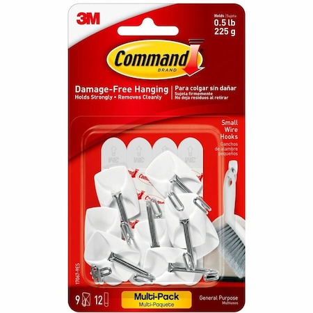 3M Command Small Plastic Wire Hooks 1.625 in. L 1 pk 17067-9ES