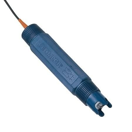 Omega pH Electrode, Submersible, Heavy Duty, 0 pH to 14 pH, 3/4 " NPT Male, PPS, PTFE, FKM, Glass, 100 ps PHE-7352-15