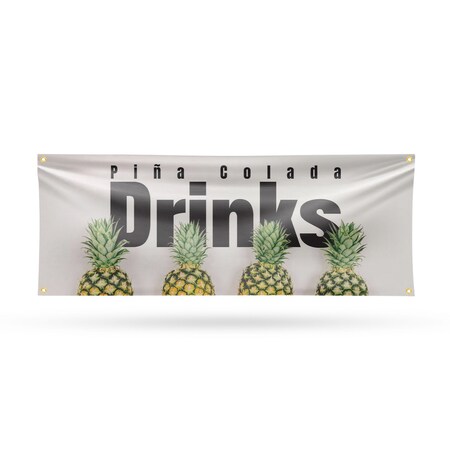 Signmission Pina Colada Drinks, 18 Inch x 48 Inch, Vinyl Banner B-30803