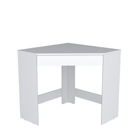 Homeroots 30" White Wood Corner Computer Desk 546422