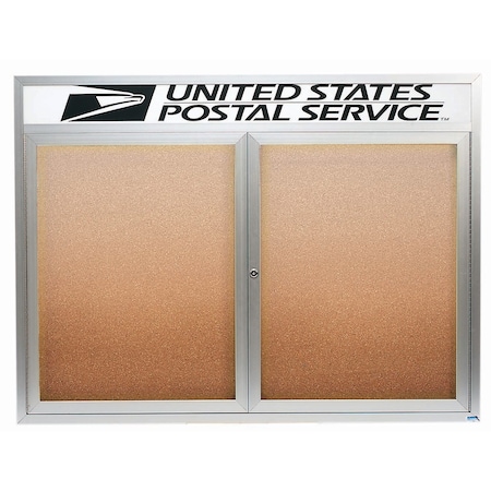 Aarco Illuminated Enclosed Bulletin Board w/ Header Clear Satin Anodized Al Frame, 48''Hx60''W DCC4860RHI