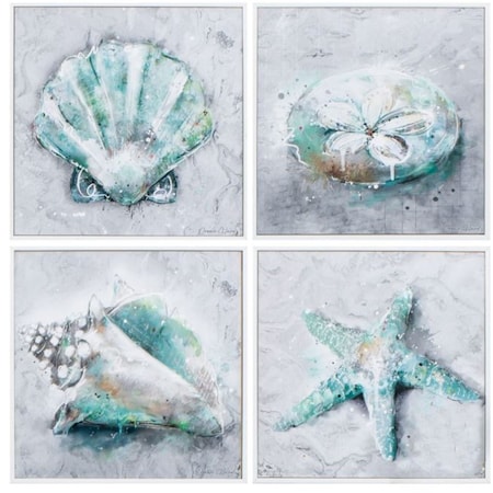 Homeroots 12" X 12" Matte White Frame Sealife Set Of 4, 4PK 365451